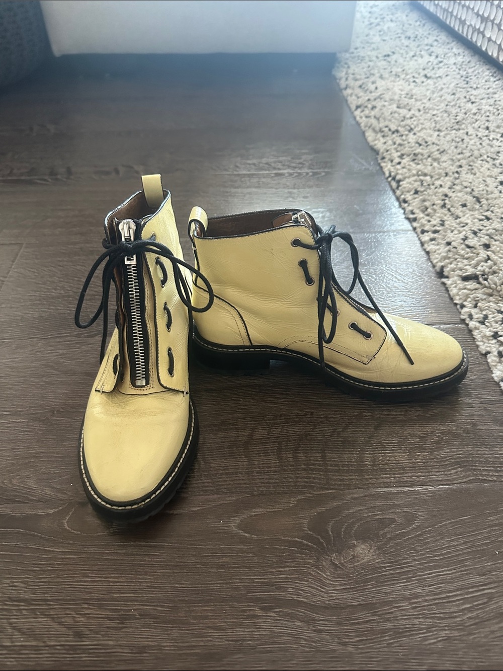 rag & bone Yellow Leather Chukka Boots with Black Laces